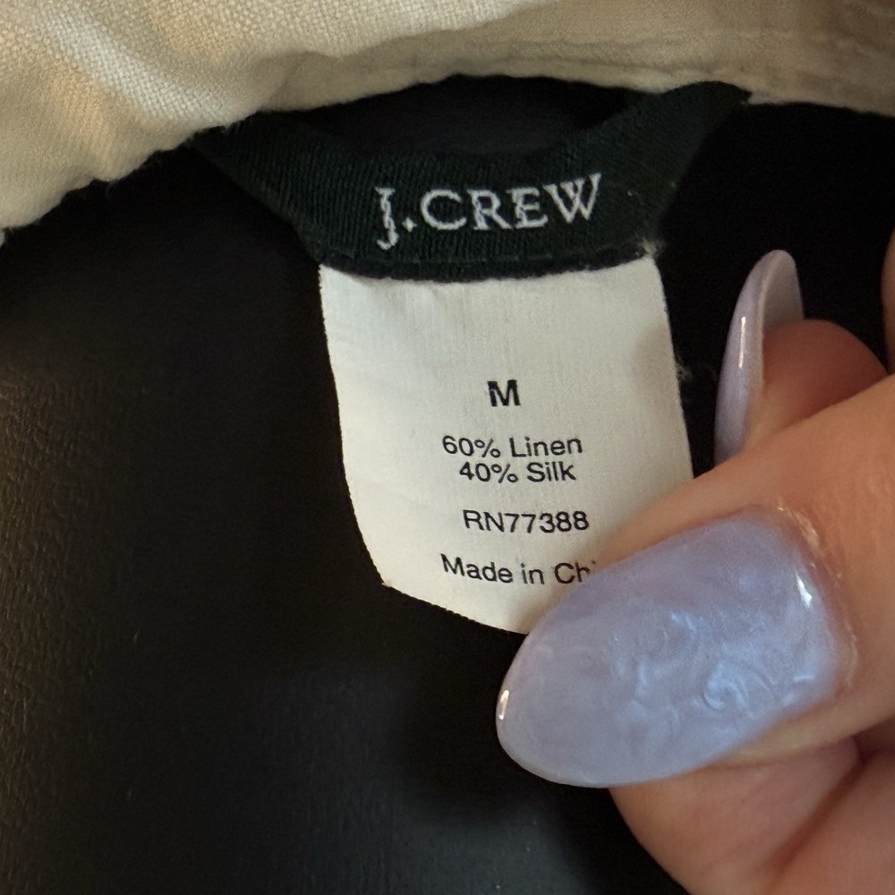 J Crew Utility Jacket Size M Ivory‎ Linen Silk Long Sleeve Button Up Cargo Y2K - Picture 6 of 8